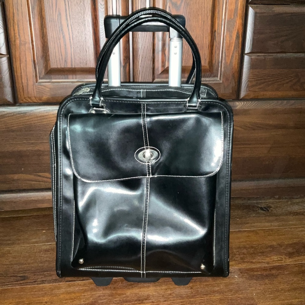 Faux Leather File/Laptop Bag on Wheels